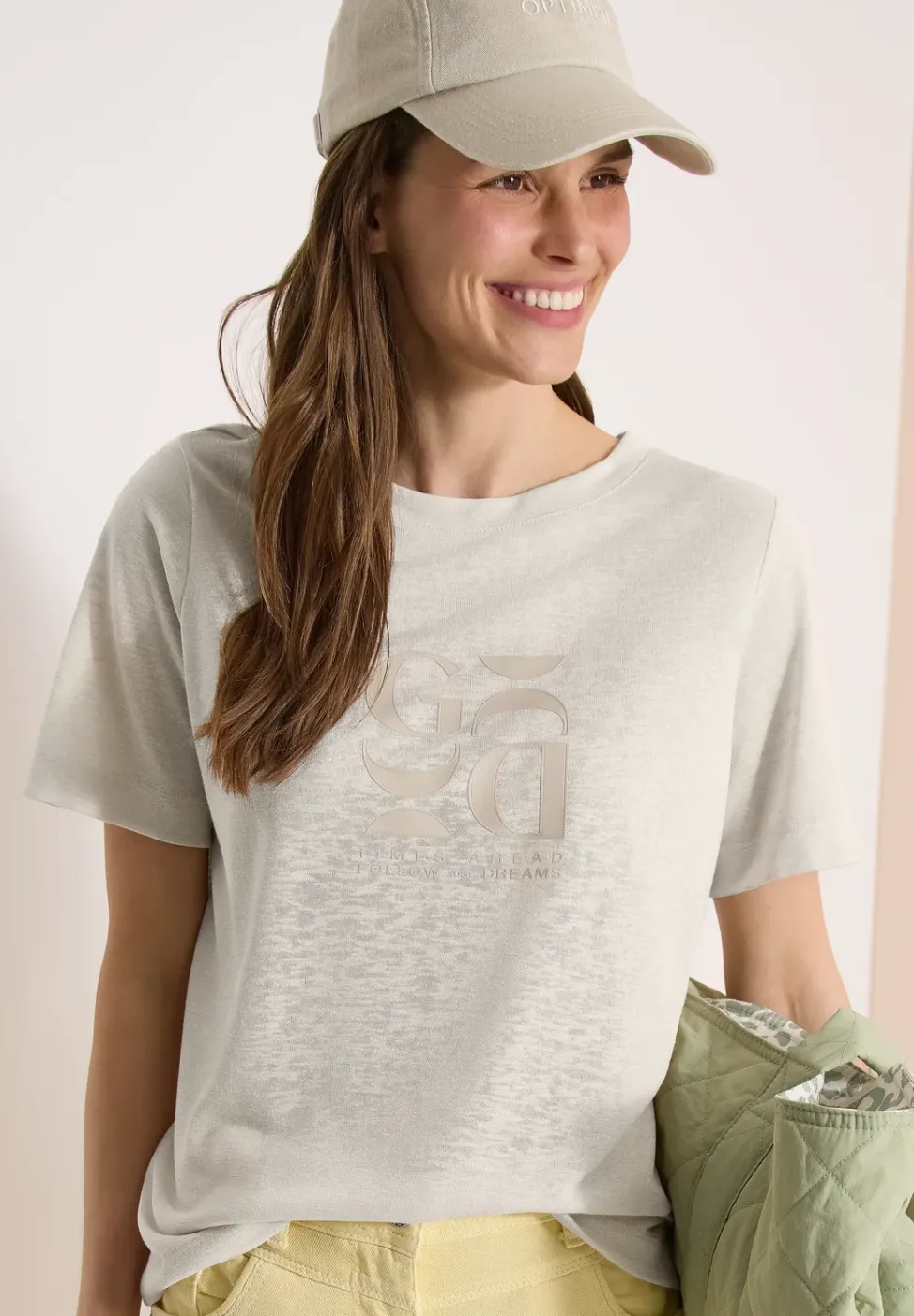 Shirt met print in linnenlook
