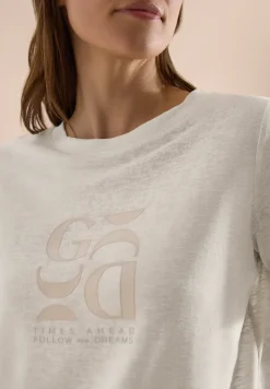 Shirt met print in linnenlook