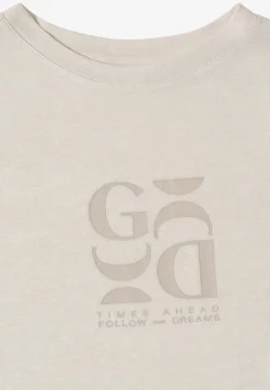 Shirt met print in linnenlook