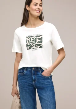 Shirt met ronde hals en artwork van bladeren