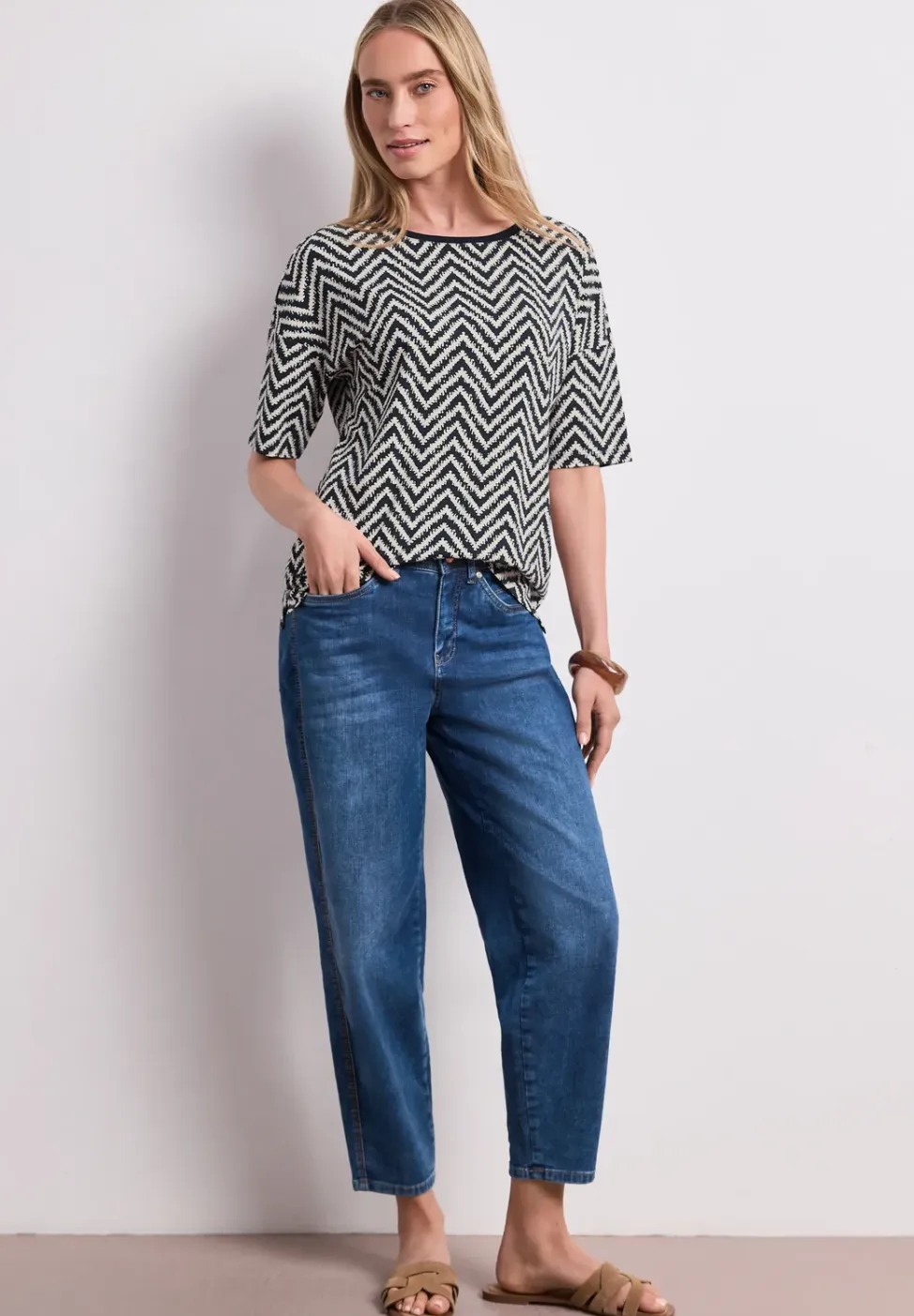 Shirt met ronde hals en all-over print