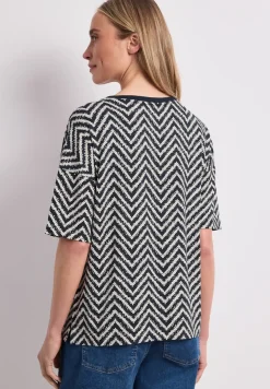Shirt met ronde hals en all-over print
