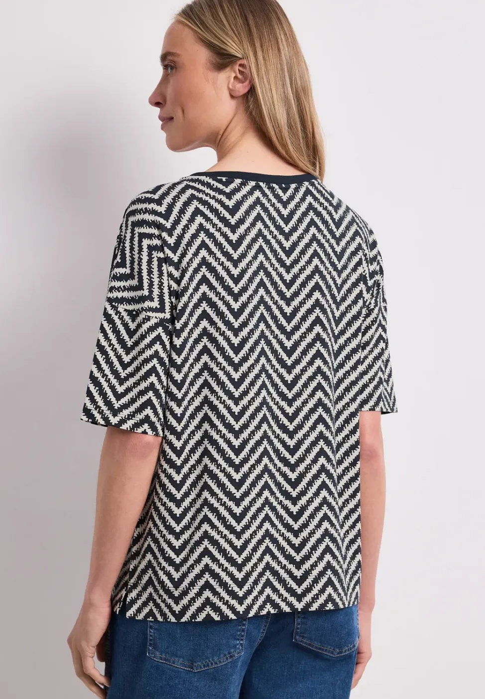 Shirt met ronde hals en all-over print