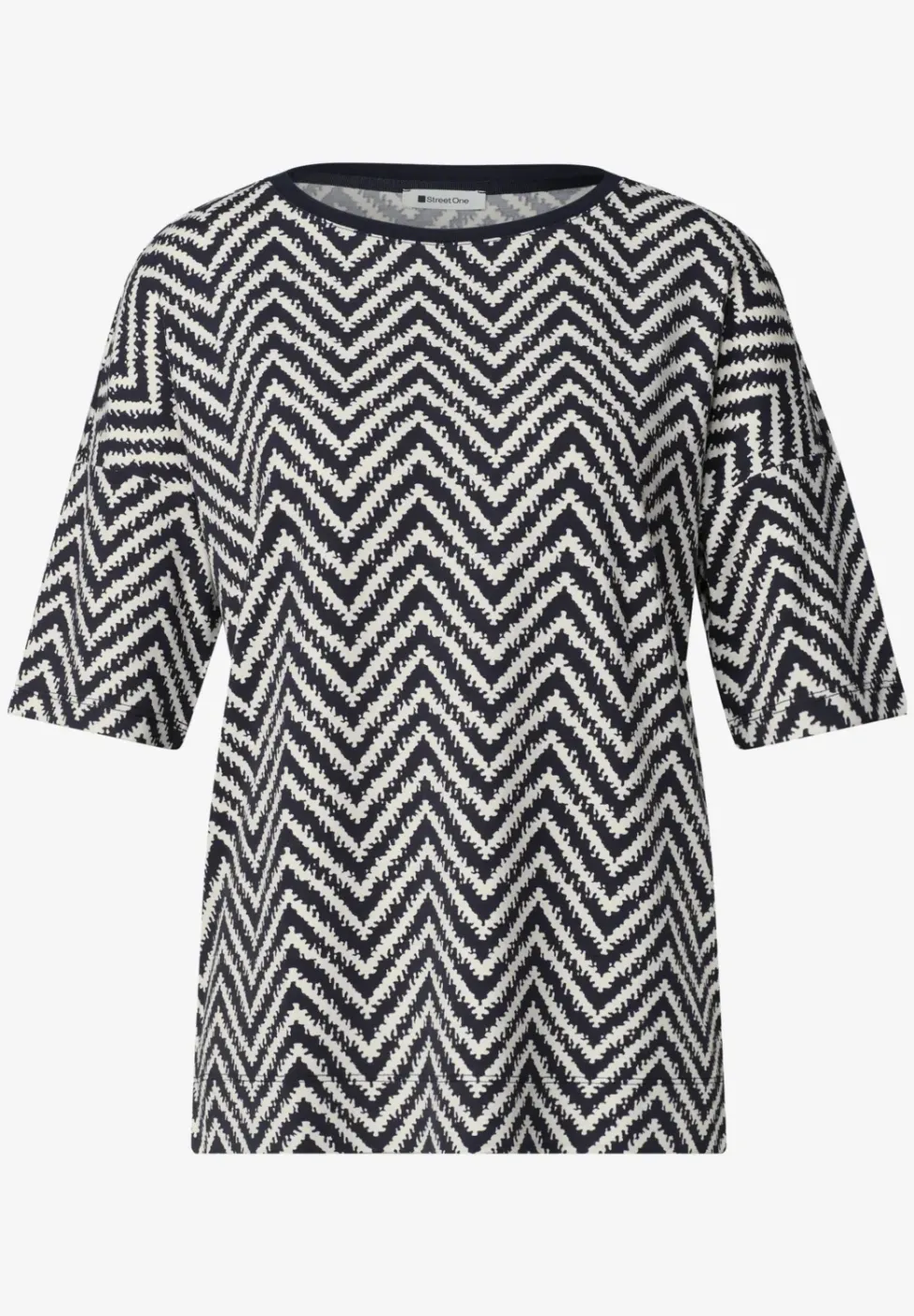 Shirt met ronde hals en all-over print