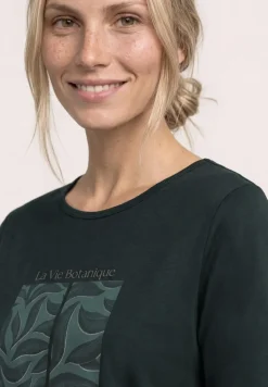 Shirt met ronde hals en artwork van bladeren