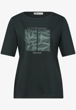 Shirt met ronde hals en artwork van bladeren
