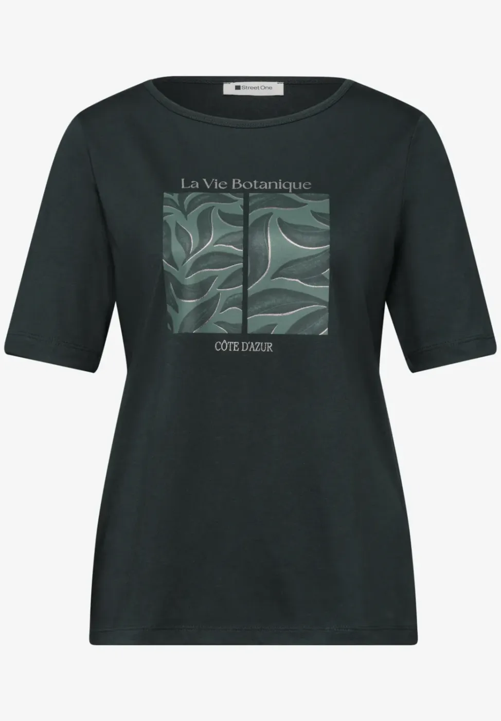 Shirt met ronde hals en artwork van bladeren