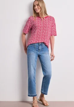 Shirt met ronde hals en all-over print