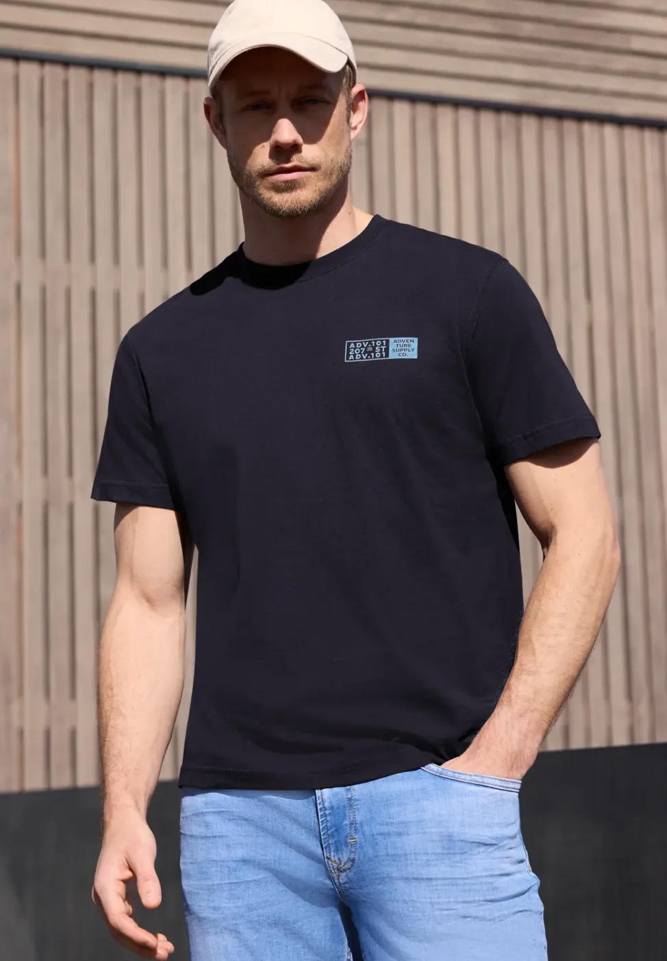 Shirt met ronde hals en borstprint