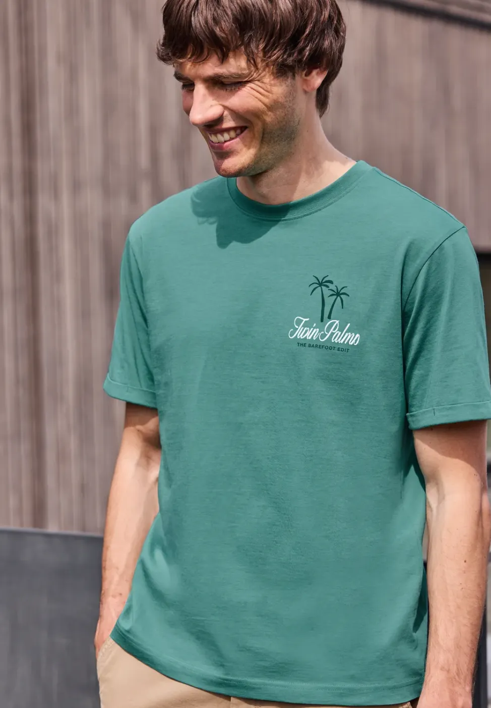 Shirt met ronde hals en borstprint