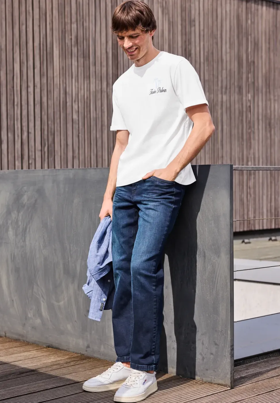 Shirt met ronde hals en borstprint