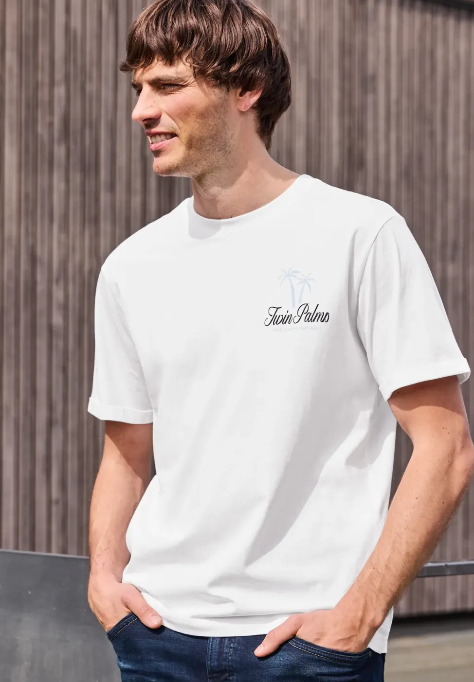 Shirt met ronde hals en borstprint