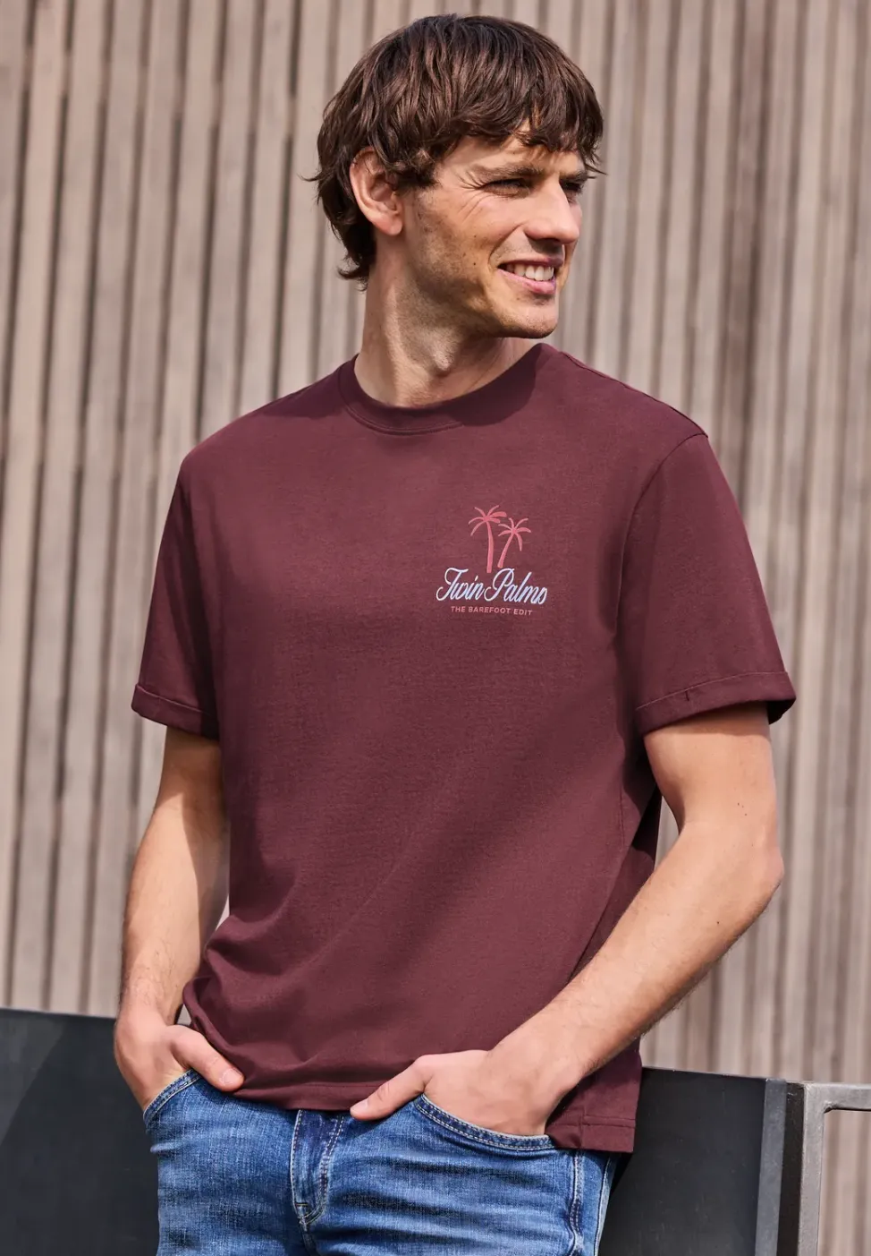Shirt met ronde hals en borstprint