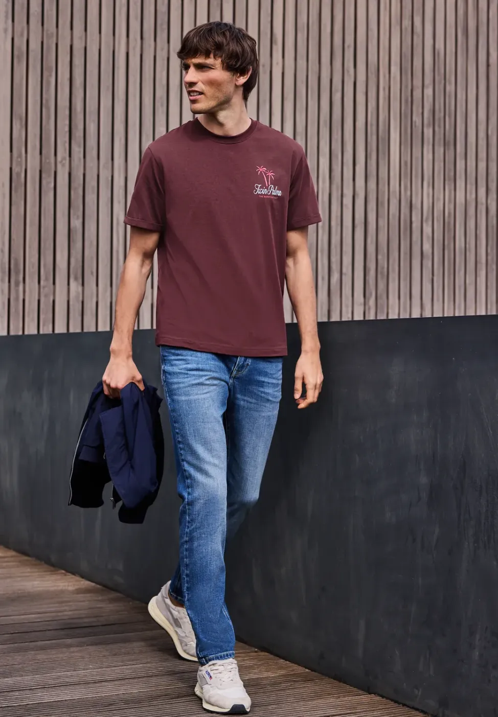 Shirt met ronde hals en borstprint