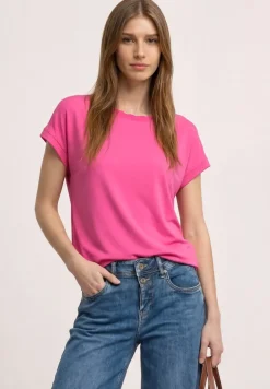 Shirt met ronde hals en decoratieve tape
