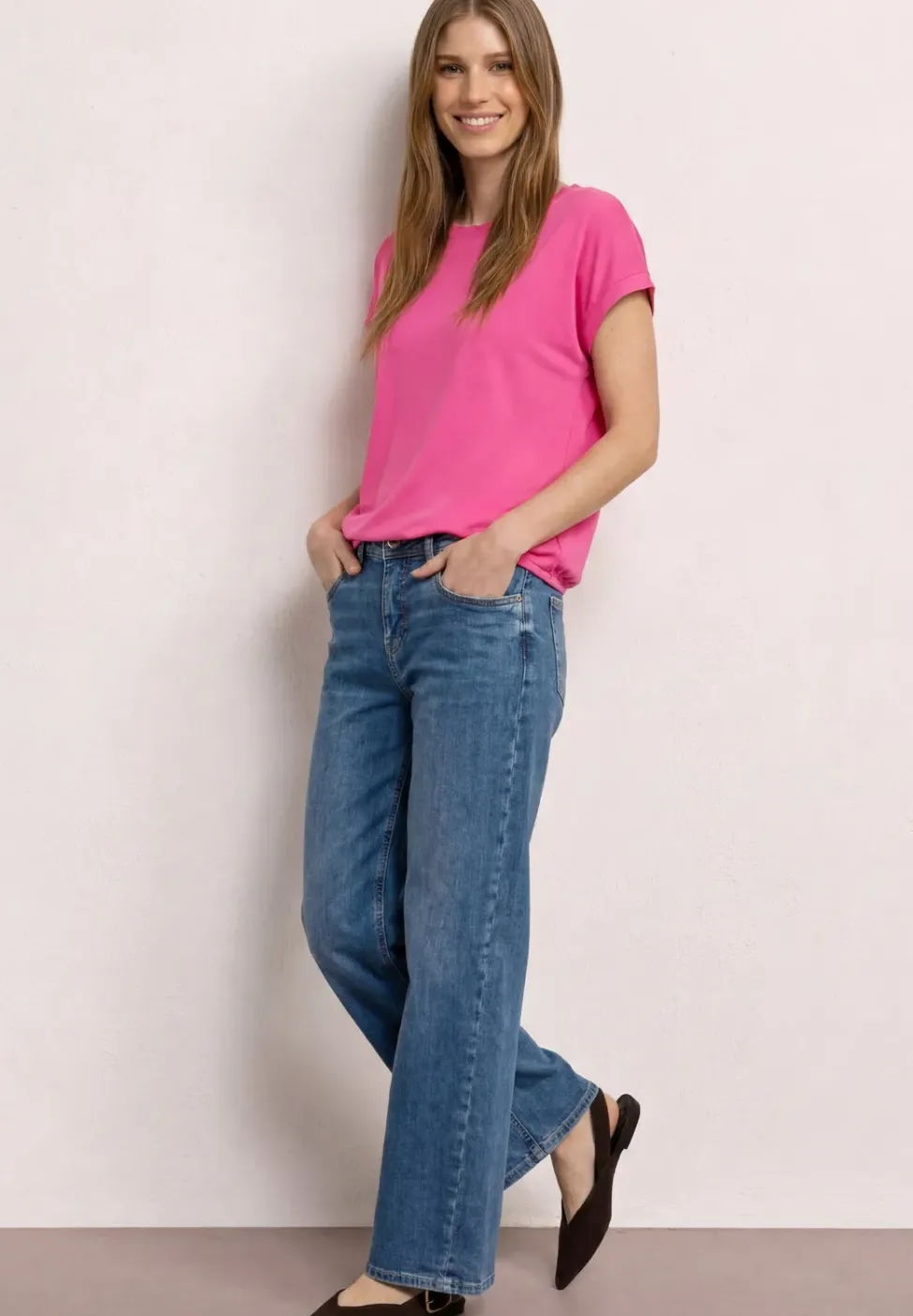 Shirt met ronde hals en decoratieve tape