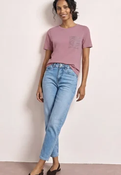 Shirt met ronde hals en edelstenen