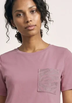 Shirt met ronde hals en edelstenen