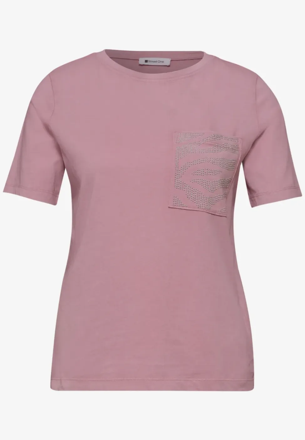 Shirt met ronde hals en edelstenen