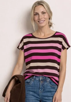 Shirt met ronde hals en elastische zoom