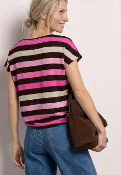 Shirt met ronde hals en elastische zoom