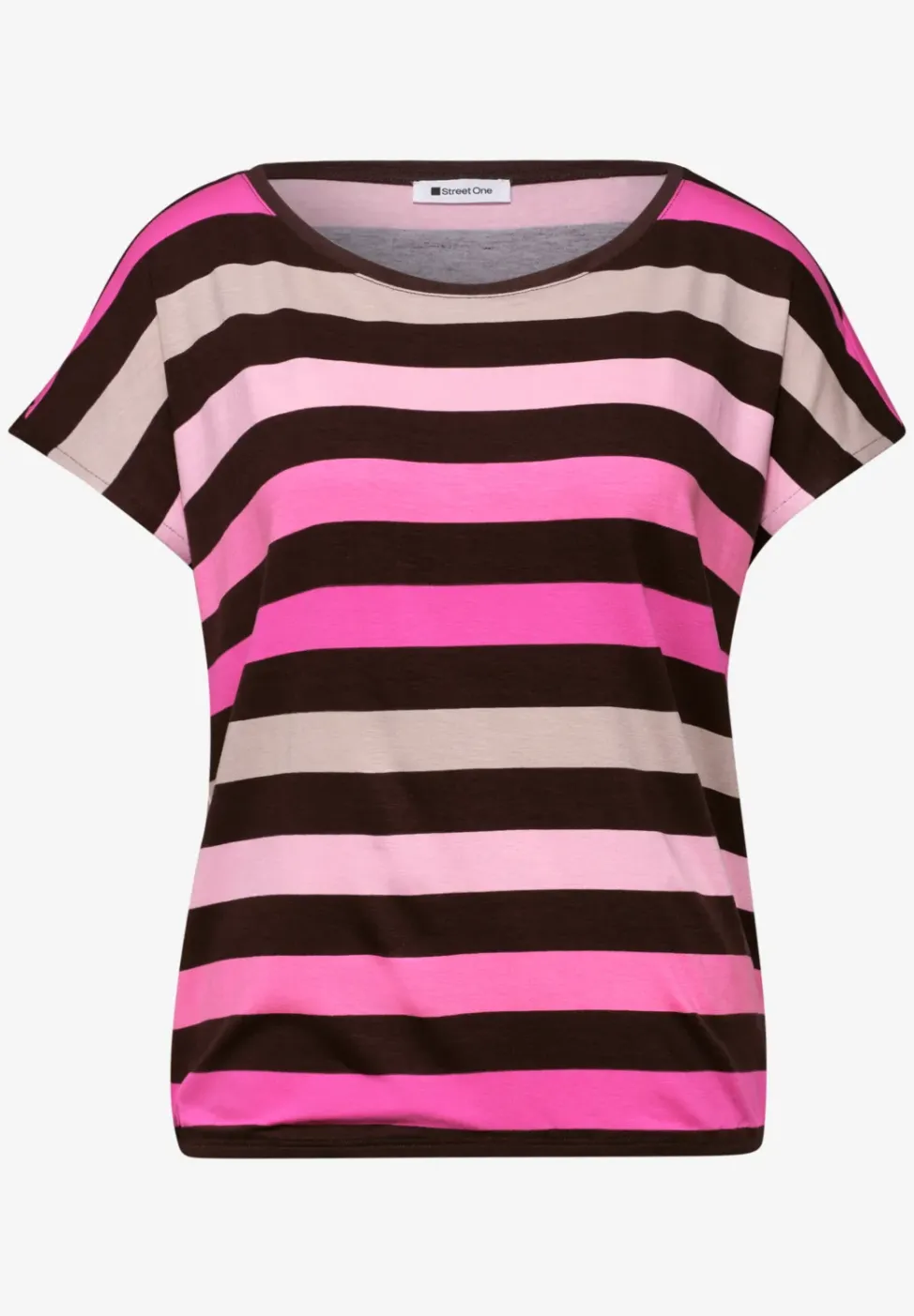 Shirt met ronde hals en elastische zoom