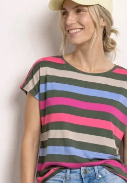 Shirt met ronde hals en elastische zoom