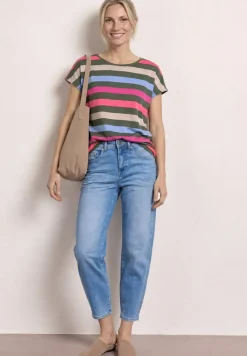 Shirt met ronde hals en elastische zoom