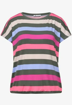 Shirt met ronde hals en elastische zoom