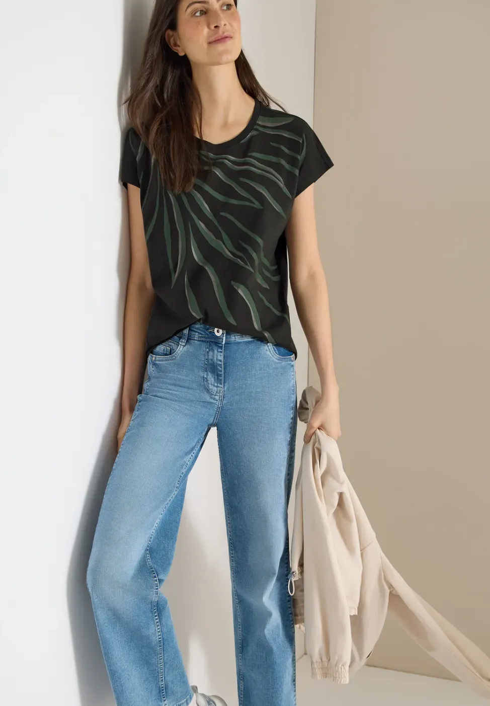 Shirt met ronde hals en frontprint