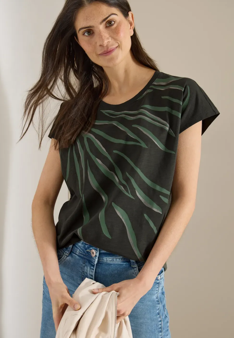 Shirt met ronde hals en frontprint