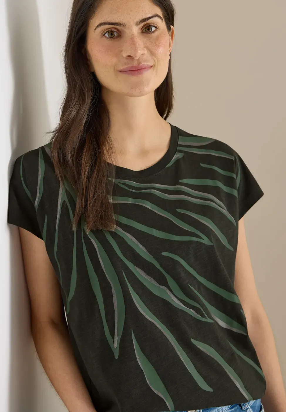 Shirt met ronde hals en frontprint