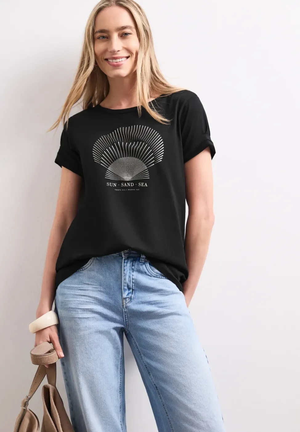 Shirt met ronde hals en foliedetails