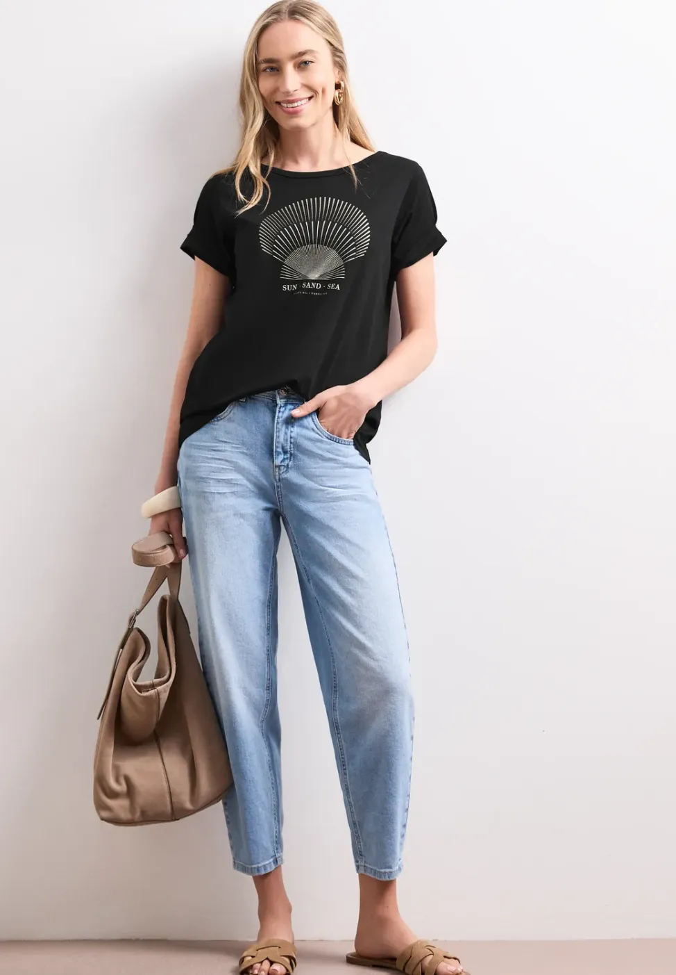 Shirt met ronde hals en foliedetails
