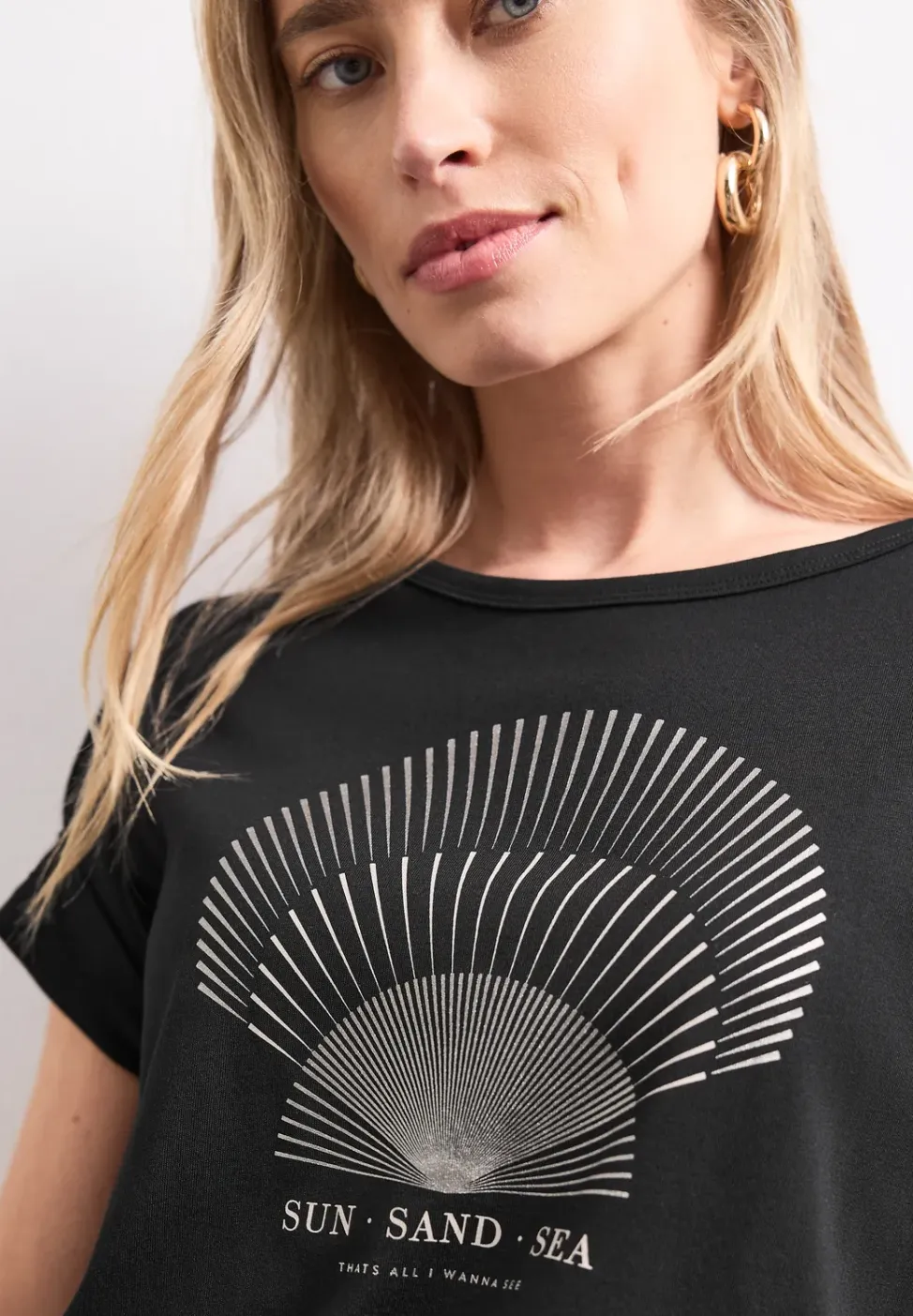 Shirt met ronde hals en foliedetails