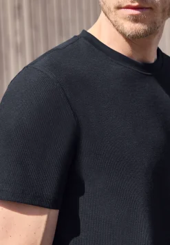 Shirt met ronde hals en gebreide textuur