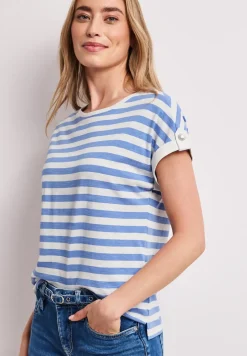 Shirt met ronde hals en knoopdetail