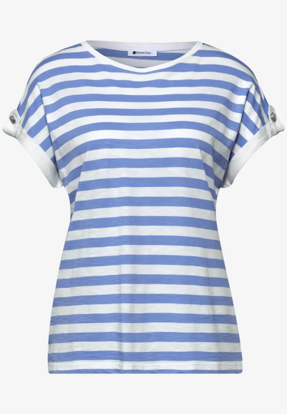 Shirt met ronde hals en knoopdetail