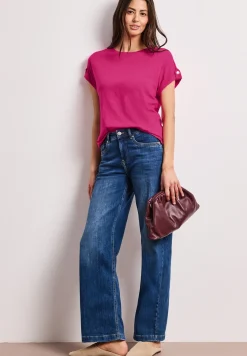 Shirt met ronde hals en knoopdetails