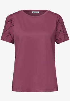 Shirt met ronde hals en kanten mouwen