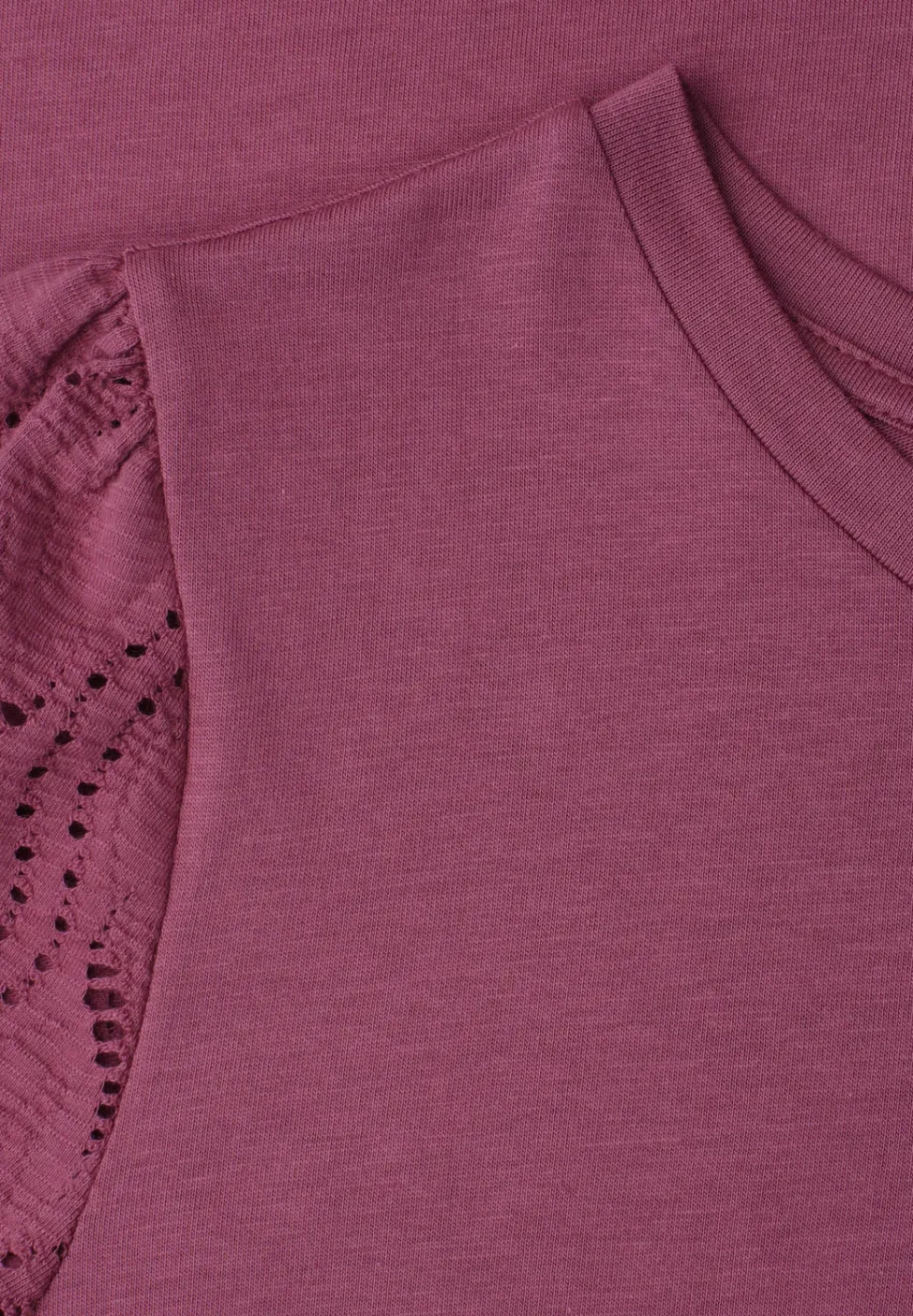 Shirt met ronde hals en kanten mouwen