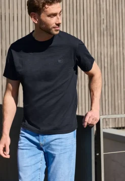 Shirt met ronde hals en omslagdetail
