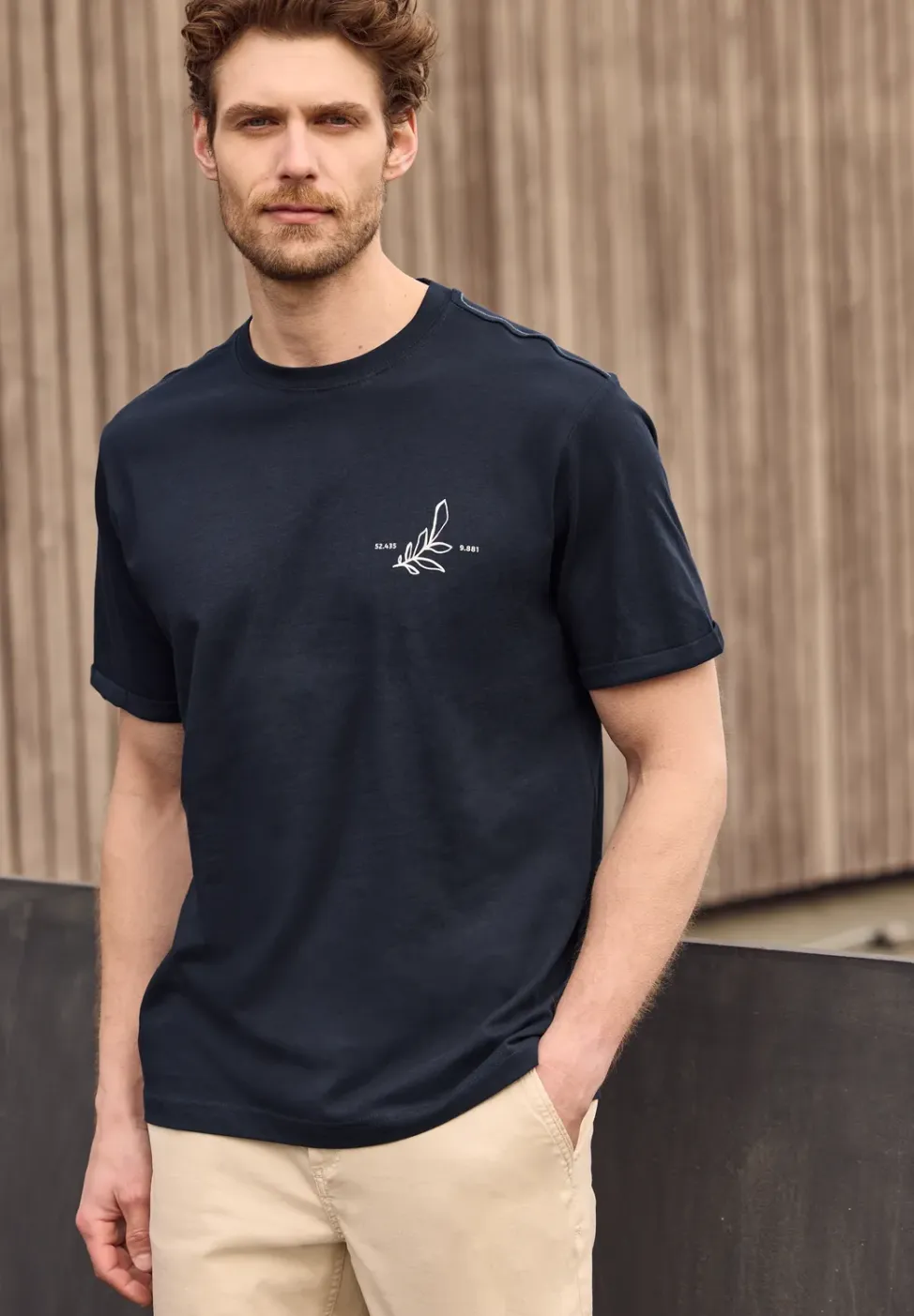 Shirt met ronde hals en opdruk op de rug