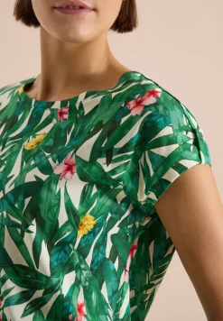 Shirt met ronde hals en omslagdetail