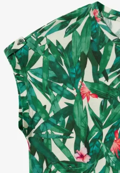 Shirt met ronde hals en omslagdetail