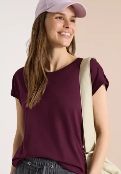 Shirt met ronde hals en omslagdetail