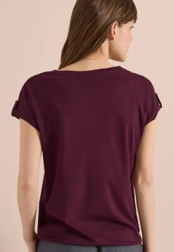 Shirt met ronde hals en omslagdetail
