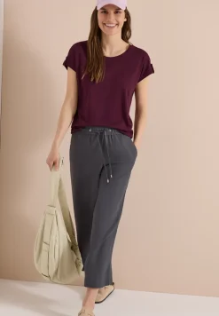 Shirt met ronde hals en omslagdetail