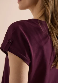 Shirt met ronde hals en omslagdetail