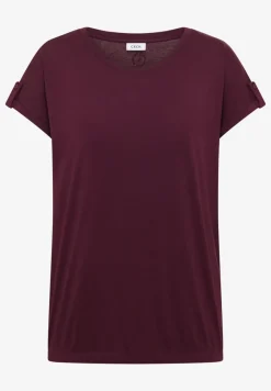 Shirt met ronde hals en omslagdetail